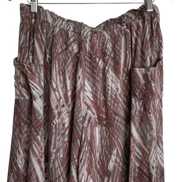 Democracy Women Pants 4 Wide‎ Leg Brown Rayon Abstract Whimsigoth Earthy Resort - Picture 11 of 12